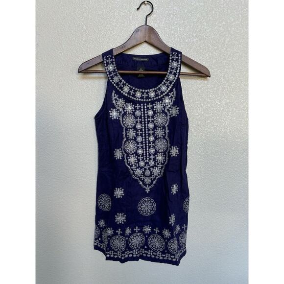Chelsea & Theodore linen embroidered purple tunic sleeveless boho sequin women S - Picture 1 of 6